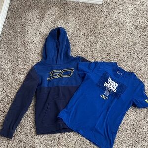 Under Armour Kids Navy and Blue Hoodie and Tee Set